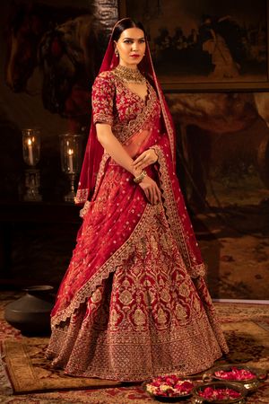 Red velvet bridal lehenga with price best sale
